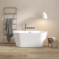 59' Acrylic Freestanding Bathtub, Modern & Contemporary Design Soaking Tub with Toe-tap Drain in Chrome and Classic Slotted Overflow, Glossy White, cUPC Certified, 02136