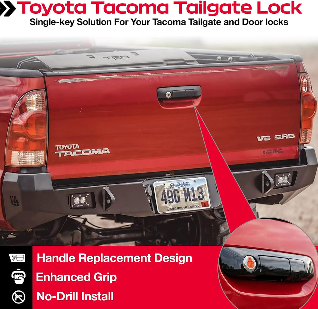 Pop & Lock PL5410 Toyota Tacoma Tailgate Lock 2005–2015 – Manual Anti-Theft Tailgate Lock, Bolt Codeable, Easy Install (Gloss Black J202)