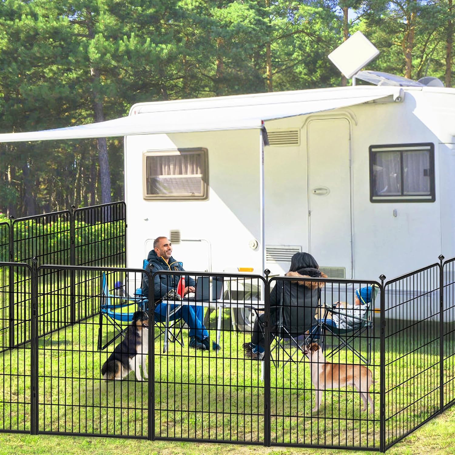 Dog Playpen, 40 inch 8 Panels Dog Fence Outdoor Heavy Duty Dog Pen for Large/Medium/Small Dogs, Indoor Puppy Playpen with Door Portable Pet Fence for RV Camping, Yard