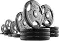XMARK TRI-GRIP Pair or Set of Olympic Weight Plates, Rubber Coated Exercise Weights for Olympic Barbell, Strength Training Weight Set for Home Gym