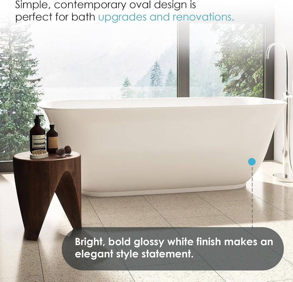 Sarnia 67' x 32' Flatbottom Freestanding Acrylic Soaking Bathtub in Glossy White