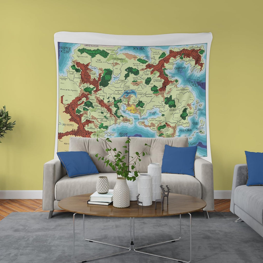 POLYMORPH PRINTS Greyhawk Indoor Wall Tapestry, Flanaess Advanced Dungeons and Dragons Indoor RPG Map Home Wall Decor | AD&D (104' x 88')
