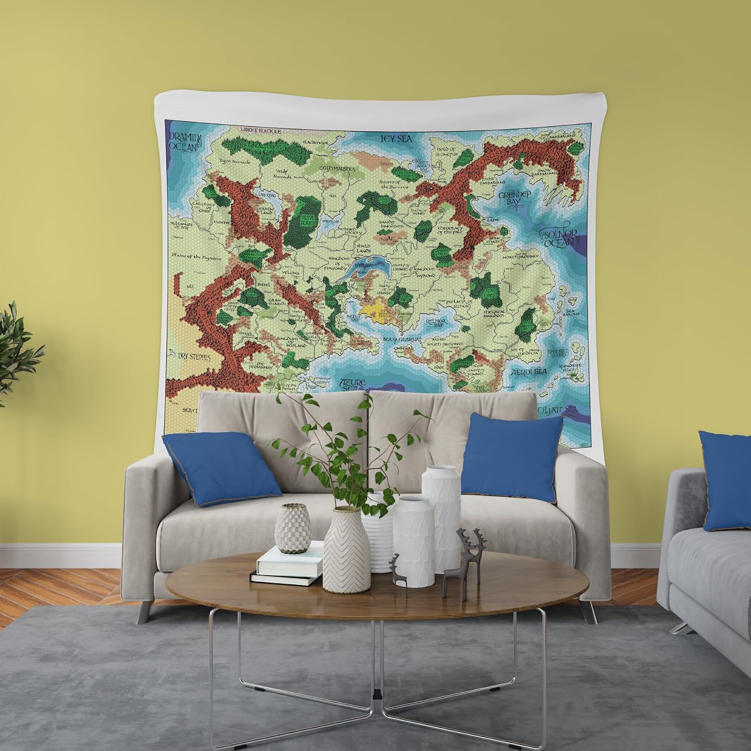 POLYMORPH PRINTS Greyhawk Indoor Wall Tapestry, Flanaess Advanced Dungeons and Dragons Indoor RPG Map Home Wall Decor | AD&D (104' x 88')