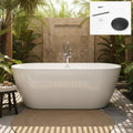 FerdY 67' Acrylic Freestanding Bathtub, Contemporary Soaking tub with Matte Black Drain & Overflow, Elegant Oval Shape, cUPC Certified, Bali