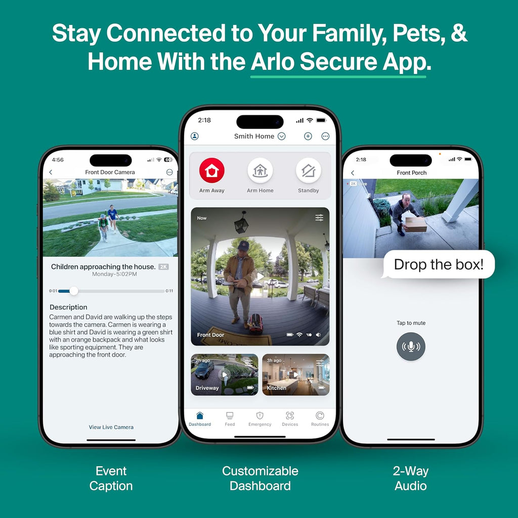 Arlo Essential Pan Tilt Security Camera 2K + 6 Months of Secure Plus Plan - Wired Plug-in Power Outdoor Camera, Person Recognition, Package Detection, Animated Preview, Auto Motion Tracking, 2 Cam