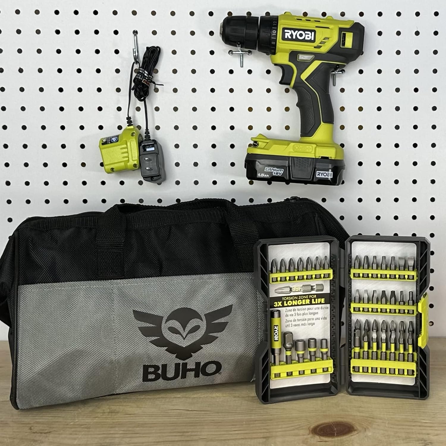 Ryobi ONE+ 18V Drill Kit with Battery, Charger, Bit Set & Bag