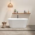 59' Acrylic Freestanding Bathtub, Modern & Contemporary Design Soaking Tub with Brushed Nickel Toe-tap Drain in Chrome and Integrated Slotted Overflow, Glossy White, cUPC Certified, 02136-BN