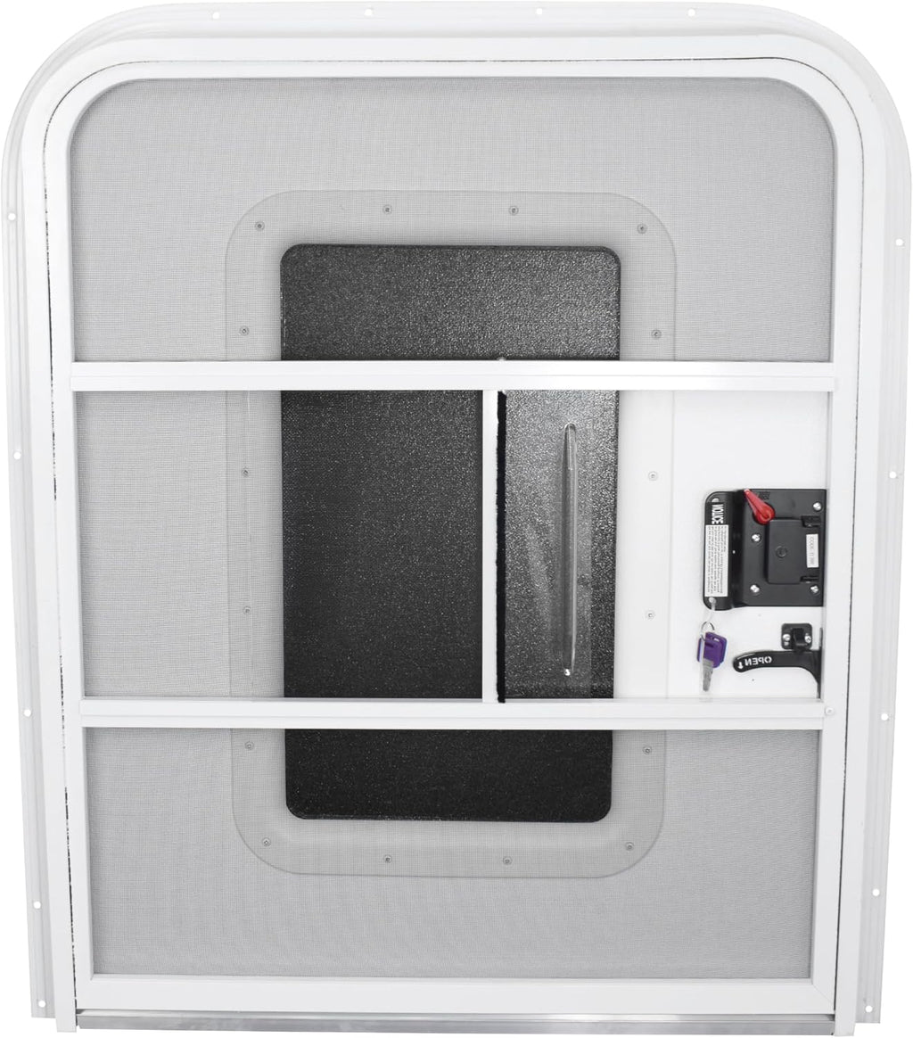Teardrop 30' X 36' Face Mount Foam Core Passenger Side Door with Radius Corners on Top and Square Bottom with Screen Door (30'(W) X 36'(H) Pass Side, White)