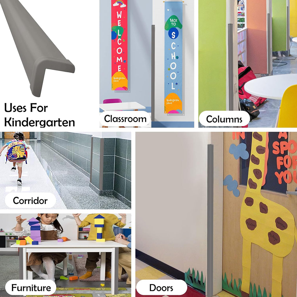 Rubber Bond Wall Corner Guard Edge Protector - 1x1x36 inch Baby Proofing Corner Guards - Self-Adhesive Furniture Edge Strips for Home and Office (15 Pack, Gray)