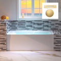 WOODBRIDGE 60' Acrylic Rectangular Alcove Soaking Bathtub in White with Right Drain, Brushed Gold Pop-Up Drain Included BA6030R