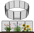 SunsGrove Tall Garden Fence with Gate, 40 in(H) x 26.8 ft(L) 12 Panels Heavy Duty Metal Animal Barrier Fence for Yard, Suitable for Indoor or Outdoor Dog Pet Fence, Garden Fence Border, Black