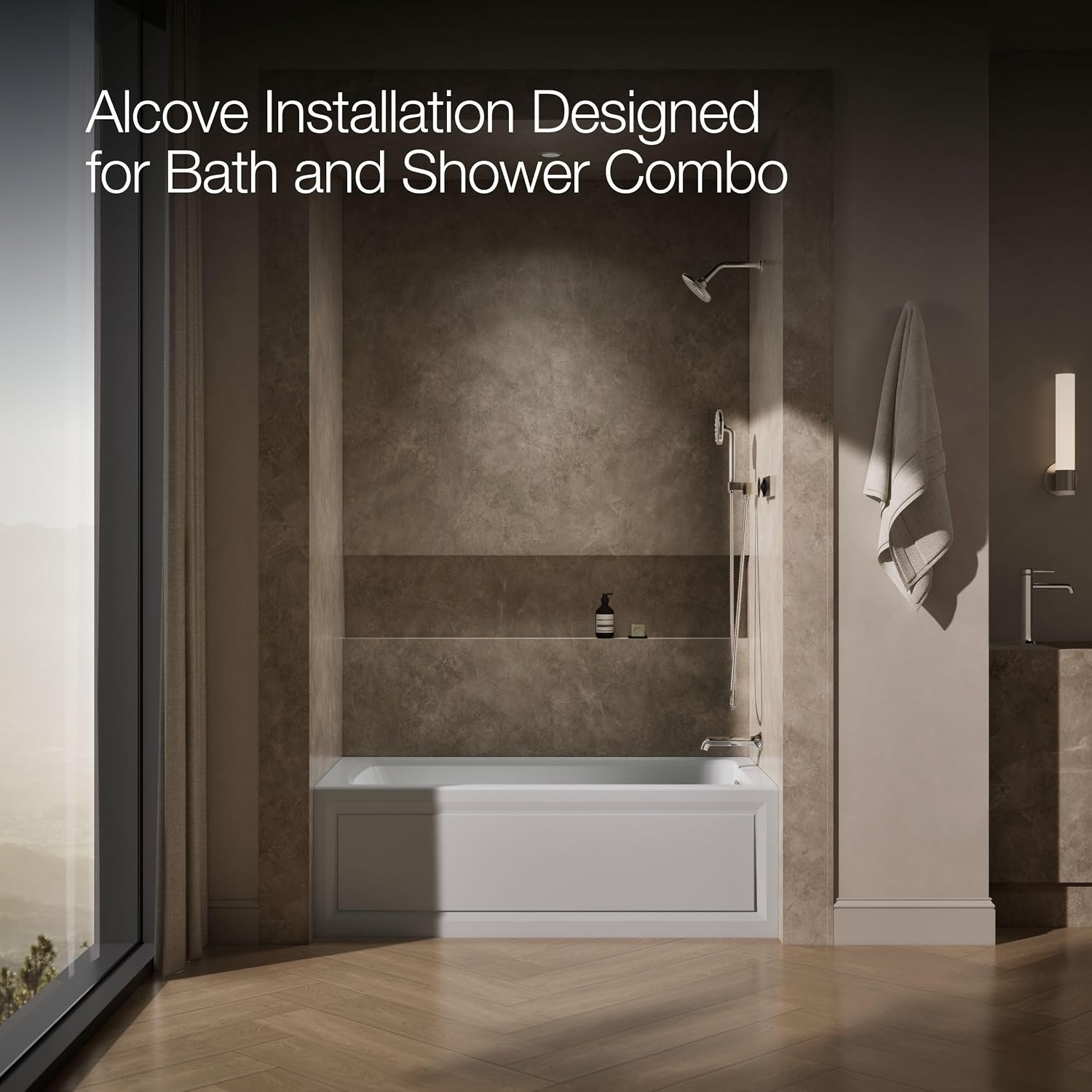 Kohler K-1122-RA-95 Archer 5Ft Whirlpool with Comfort Depth Design, Integral Apron and Right-Hand Drain, Less Heat, Ice Grey