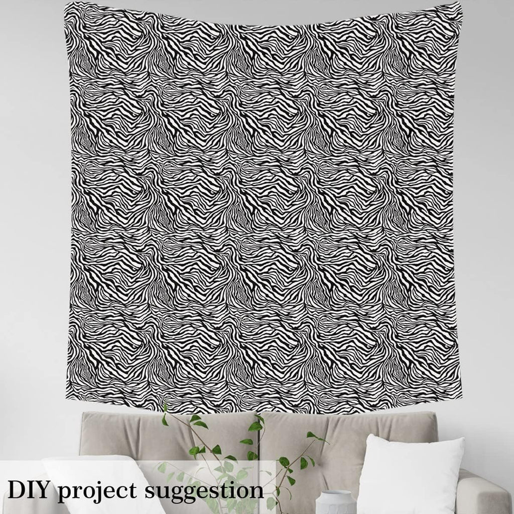Black White Geometric Striped Fabric by The Yard Africa Wildlife Animal Skin Home DIY Fabric by The Yard Zebra Fur Print Soft Flannel Polyester No Stretch Fabric Quilting Sewing,10 Yard