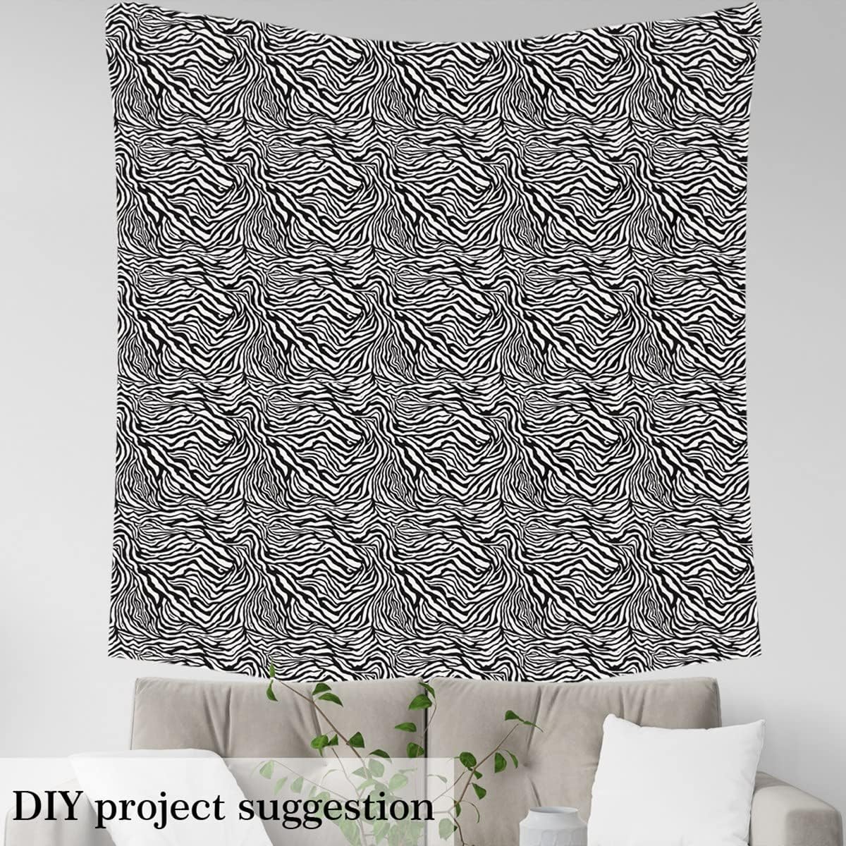 Black White Geometric Striped Fabric by The Yard Africa Wildlife Animal Skin Home DIY Fabric by The Yard Zebra Fur Print Soft Flannel Polyester No Stretch Fabric Quilting Sewing,10 Yard