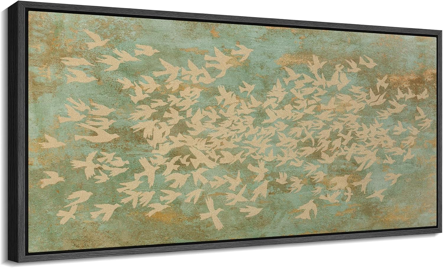 MUDECOR Extra Large Framed Canvas Print Wall Art Vintage Botanical Floral Tapestry Ornamental Garden Antique Retro Ready to Hang Painting for Living Room Bedroom Multi-Sizes - 60'x30'
