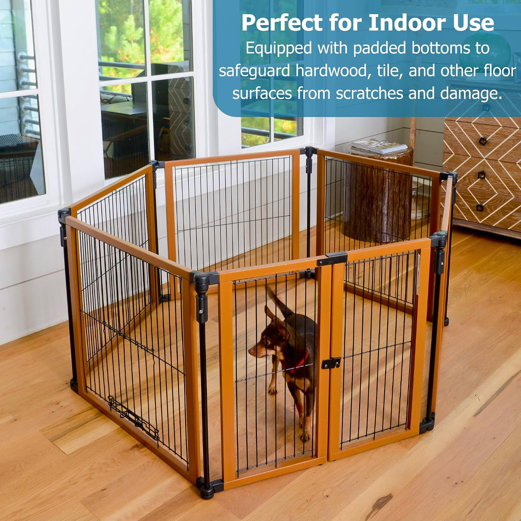 Cardinal Gates Pet Gate - Dog Playpen Indoor - Pet/Puppy Exercise Pen Great for Containment - 5 Fixed Panels and One 2-Part Panel with a Latch - Highly Configurable - USA Based