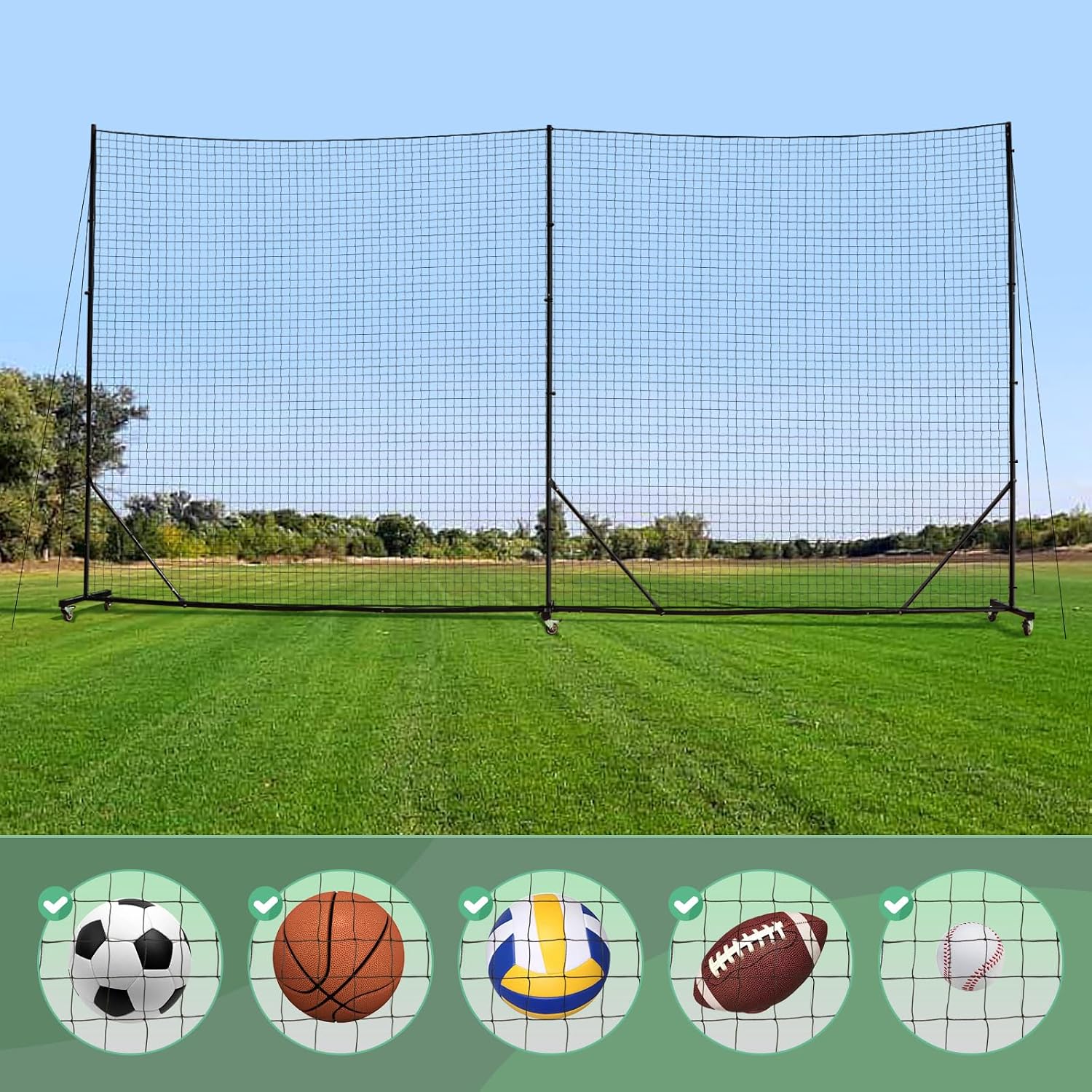 Ball Stop System - Soccer Backstop Net, Heavy Duty, High Impact, Practice Barrier