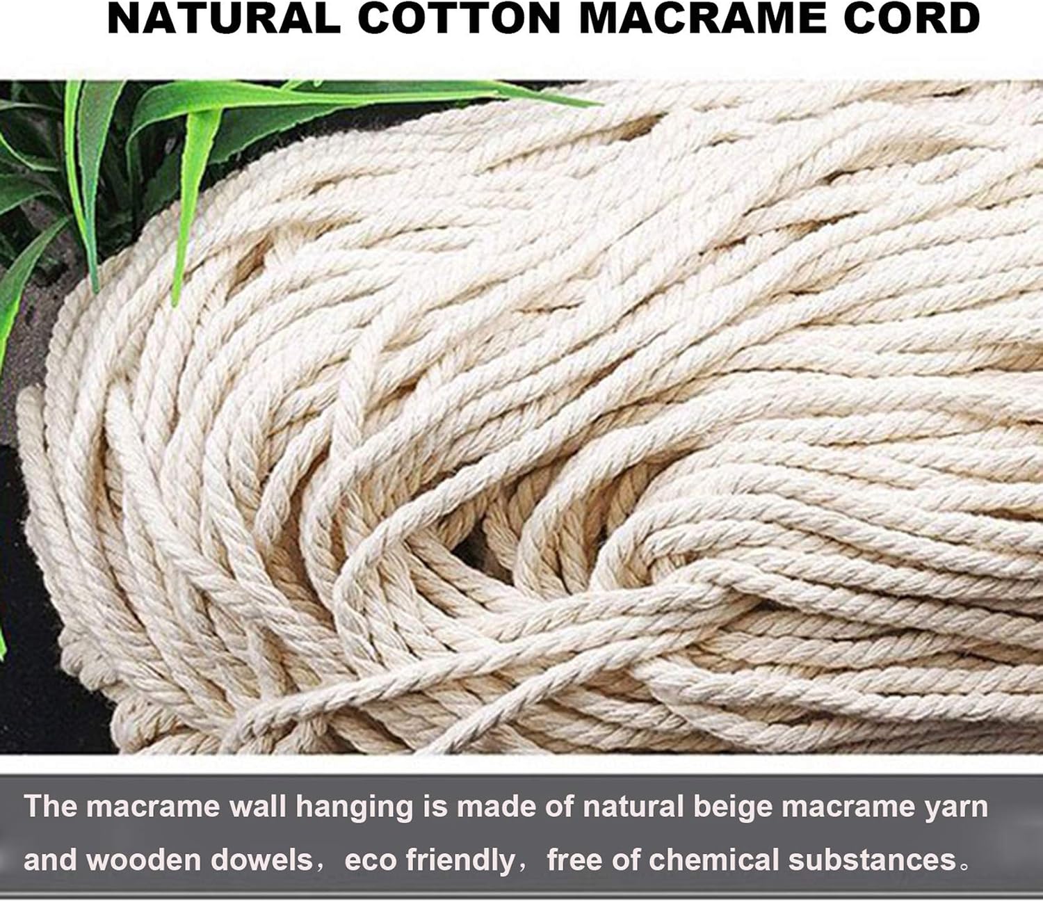 Macrame Wall Hanging Bohemian Macrame Tapestry Wall Hangings Decor,Handmade Cotton Cord Woven Tapestries Art Home Decor for Wedding Apartment Dorm (H80x55cm)