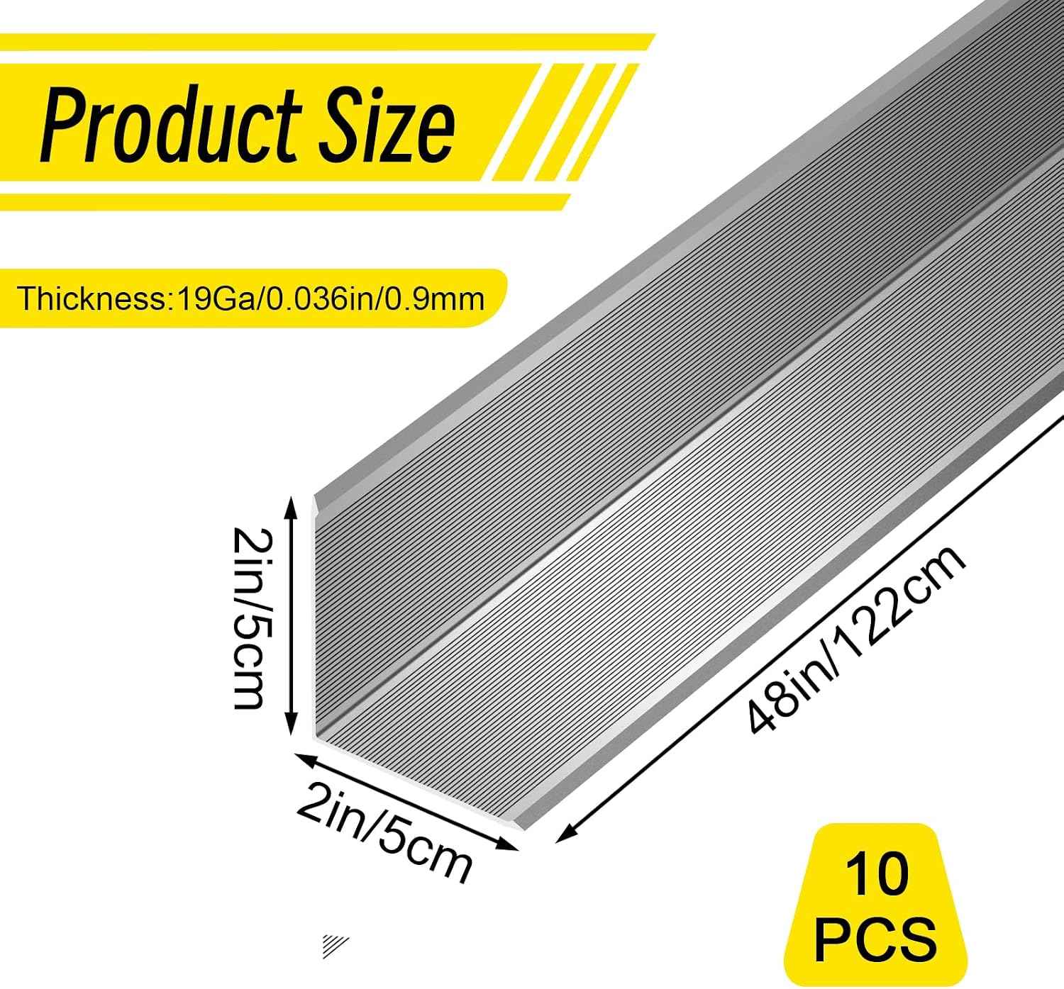 10pcs Metal Aluminum Steel Corner Guards 48' Metal Wall Corner Protector Guard for Walls (2 x 2 x 48 inch)