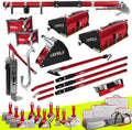 Full Taping/Finishing Set, High Capacity Boxes + Ext. Handles - LEVEL5 | Auto Taper, 10'/12' MEGA Boxes, 3'/3.5' Angle Heads, 8' Corner Applicator, Corner Roller, Ext Handles, Pump, Gooseneck | 4-625