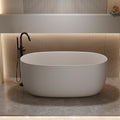 47'' Freestanding Bathtub Resin Stone Soaking Bathtub Solid Tubs with Overflow and Pop up Drain