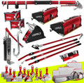 Full Taping/Finishing Set, High Capacity Boxes + Std Handles - LEVEL5 | Auto Taper, 10'/12' MEGA Boxes, 3'/3.5' Angle Heads, 8' Corner Applicator, Corner Roller, Std Handles, Pump, Gooseneck | 4-624