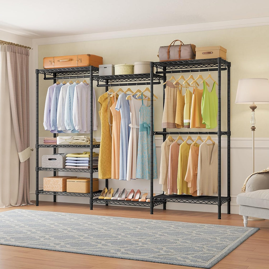 VIPEK V5 Plus Large Portable Closet Rack Freestanding Wardrobe Closet, Multi-Functional Clothes Rack Heavy Duty Metal Clothing Rack for Hanging Clothes, 85.4' L x 15.7' W x 76.4' H, Black