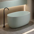 47'' Freestanding Bathtub Resin Stone Soaking Bathtub Solid Tubs with Overflow and Pop up Drain