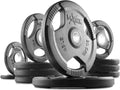 XMARK TRI-GRIP Pair or Set of Olympic Weight Plates, Rubber Coated Exercise Weights for Olympic Barbell, Strength Training Weight Set for Home Gym