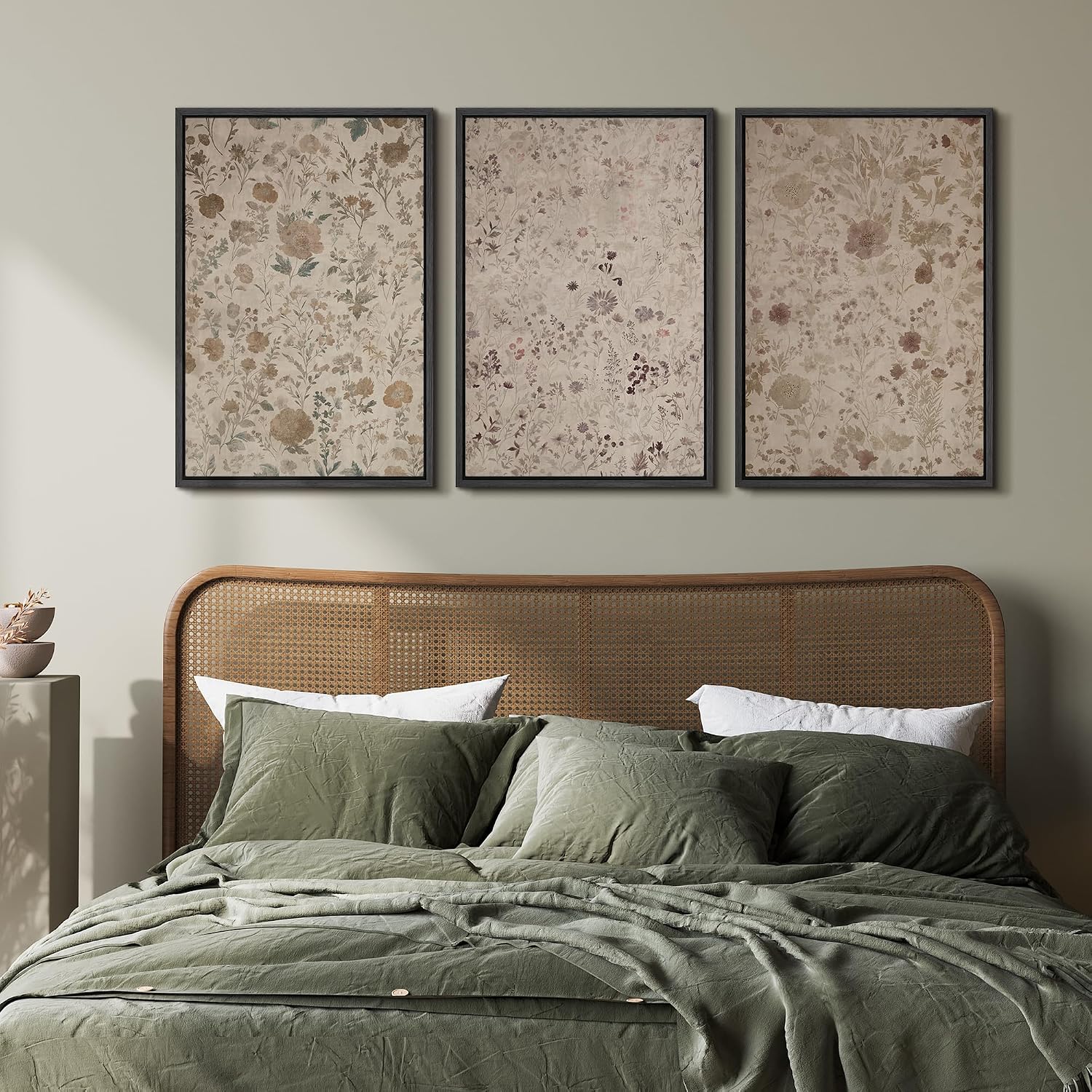 wall26 Framed Canvas Print Wall Art Set Vintage Botanical Wildflower Photography Modern Art Decorative for Living Room, Bedroom, Office - 24'x36'x3 Black