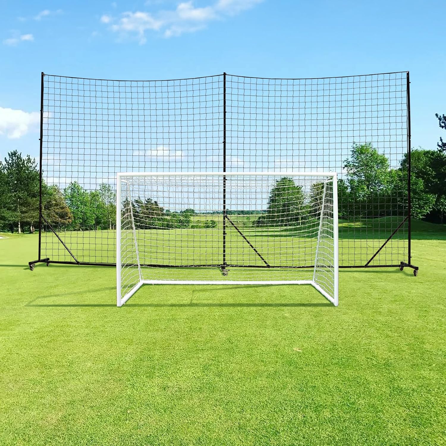 Ball Stop System - Soccer Backstop Net, Heavy Duty, High Impact, Practice Barrier