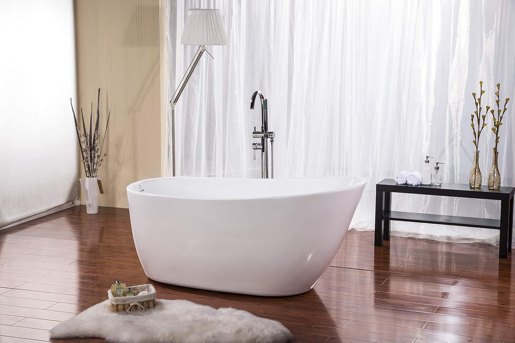 Fine Fixtures Zen Freestanding Bathtub White 59' With Drain Included