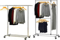 Simple Houseware Heavy Duty Clothing Garment Rack + Dual Bar Adjustable Garment Rack