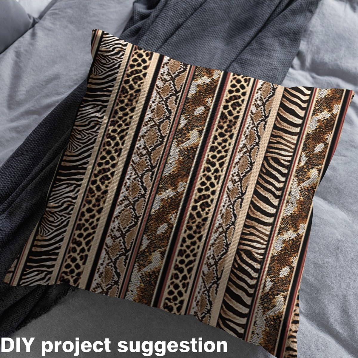 Castle Fairy Animal Skin Stripes Print Fabric by The Yard Cheetah Zebra Snake Tiger DIY Craft Hobby Retro Stripe Decorative Soft Flannel Polyester No Stretch,10 Yards