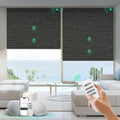 HeyBlinds Motorized Blinds with Remote, 100% Blackout Smart Blinds, Automatic Shades for Windows Compatible with Alexa Google and Homekit, Custom Size(Light Chaser-Anthracite BO)