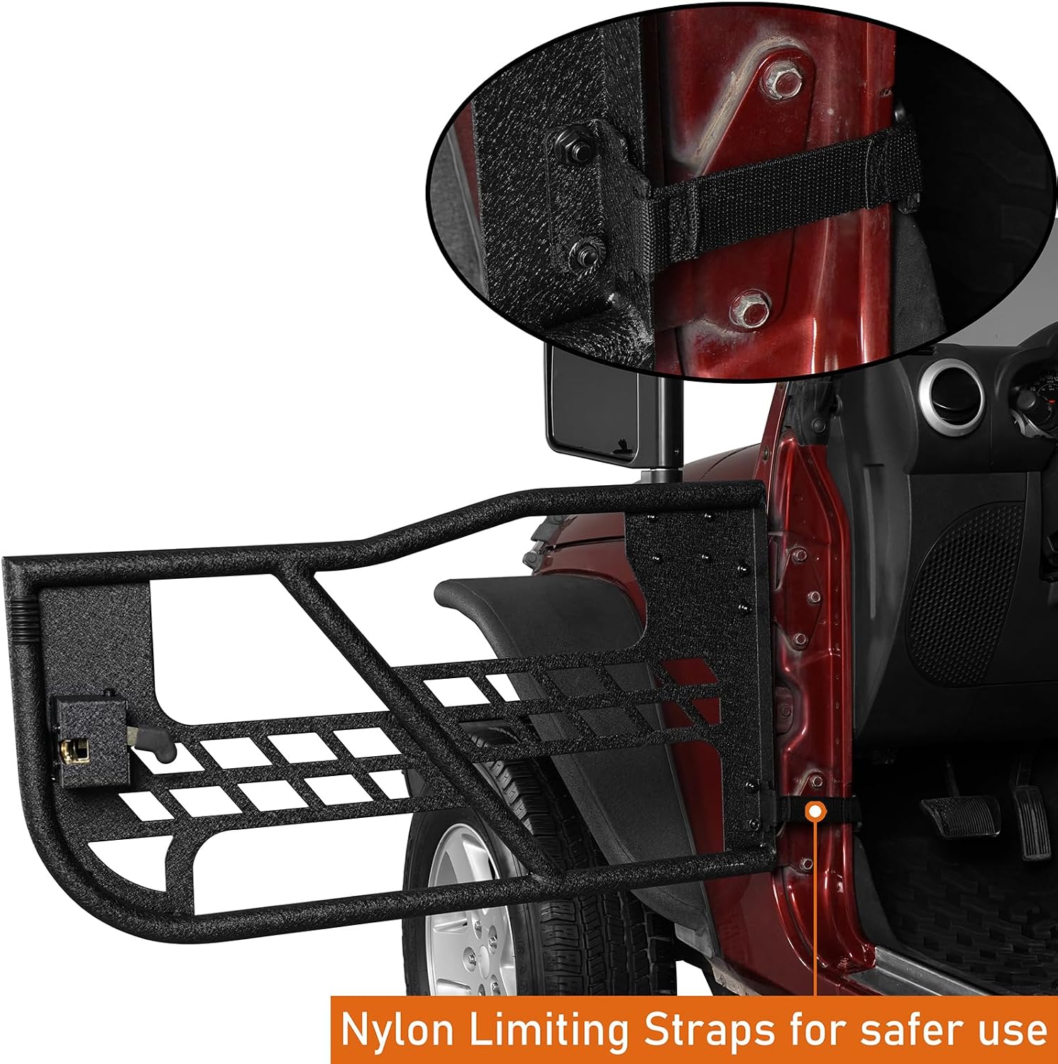 Hooke Road JK Tubular Half Doors for 2007-2018 Jeep Wrangler JK, Wrangler Offroad Trail Doors with OE-Style Latches, Open-Air Summer Driving (2-Door Only)