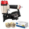 meite Roofing Nail Gun CN45R with 1-3/4-Inch Coil Roofing Nails, Electro Galvanized 15 Degree Big Head Wire-Collated Smooth Shank for Asphalt Roofing Shingles Lathing