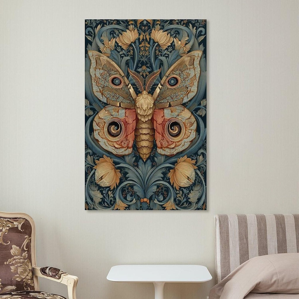 Exquisite Moth Art Nouveau Tapestry Textile Wall Hanging Posters Art Print Wall Photo Paint Poster Hanging Picture Family Bedroom Decor 20x30inch(50x75cm)