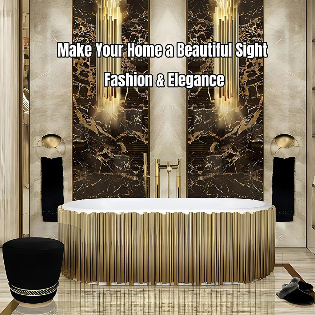 67' Edeyeu Freestanding Bathtub - Artistic Metal & Luxury Soaking Tub, Extra Deep Solid Surface Bathtub, Ergonomic Free Standing Design For Modern Spa-Style Bathrooms Style A