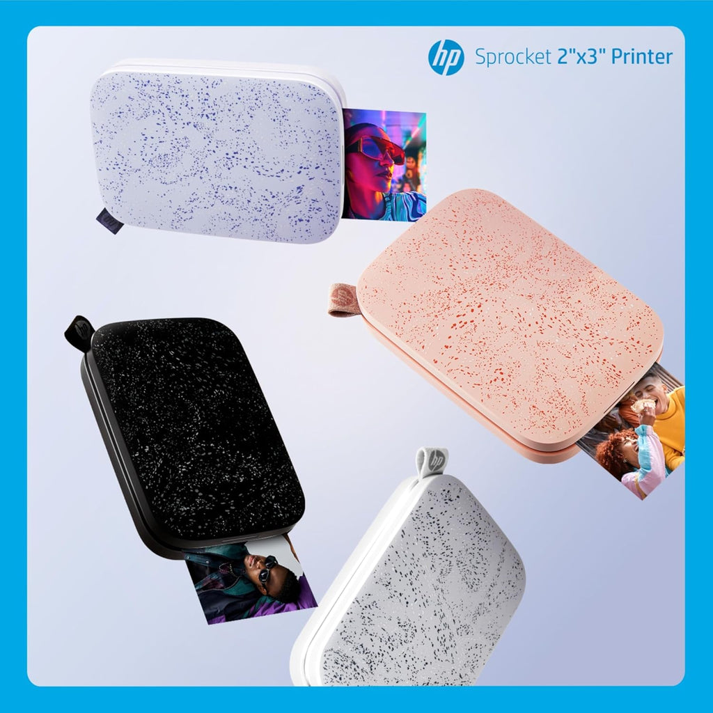 HP Sprocket 2x3 Instant Smartphone Photo Printer 75 Sheets Bundle - Bluetooth Portable Color Wireless Mobile Printer (Black) Zink Sticky-Back Photos