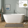 FerdY 67' Bali Acrylic Freestanding Bathtub, Gracefully Shaped Freestanding Soaking Bathtub, cUPC Certified, Toe-Tap Brushed Gold Drain and Minimalist Linear Design Overflow Included