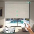 HeyBlinds Motorized Blinds with Remote, 100% Blackout Smart Blinds, Automatic Shades for Windows Compatible with Alexa Google and Homekit, Custom Size(Grace-Latte BO)