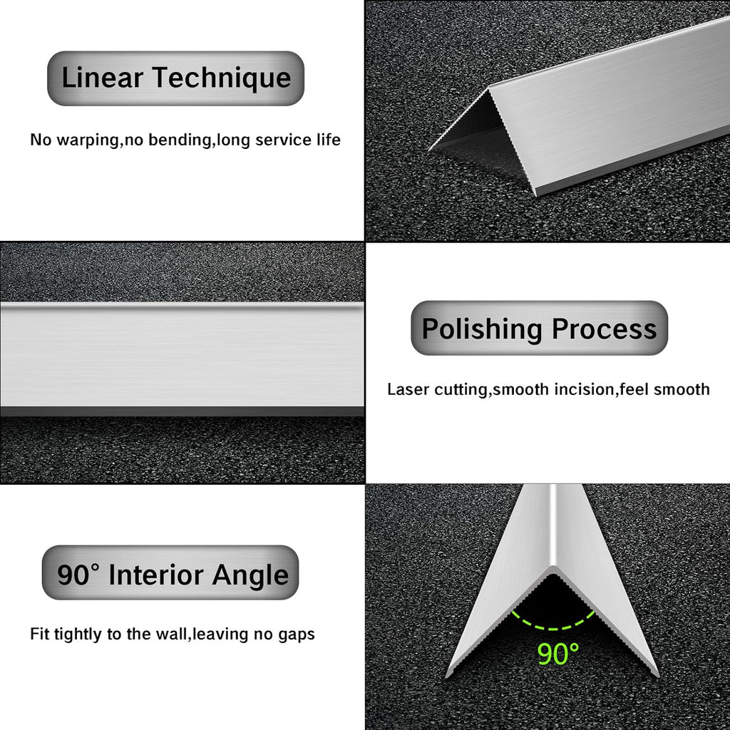 Aluminium Alloy Metal Corner Guards 12 Pieces, Metal Wall Corner Protection Guards (2x2x48 Inch)，L-Shaped Bright Silver Right-Angle Corner Protector
