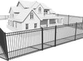 Fencer Wire 52FT Heavy Duty Flat Top Fence Barrier Kit, Anti-Rust Metal Steel Fence with 6FT Height X 8FT Width Panels, Gate, Posts, Connectors, Outdoor Fencing for Yard, Pool, Patio