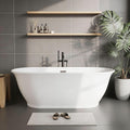 Acrylic Free Standing Tub, Modern Soaking Bathtub with Matte Black Drain and Overflow, Glossy White CUPC Certified Ergonomic Bath Tub, 67Inch