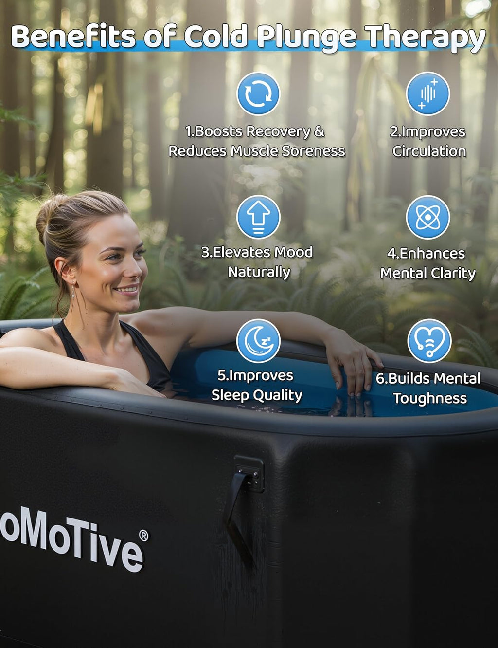 Professional Cold Plunge Tub for Athletes Recovery,67'L x 31'W x 29'H | 4' Thick,225 Gallon Ice Bath Tub with Lid,Compatible with Chillers,Inflatable,Portable, Outdoor & Indoor Use