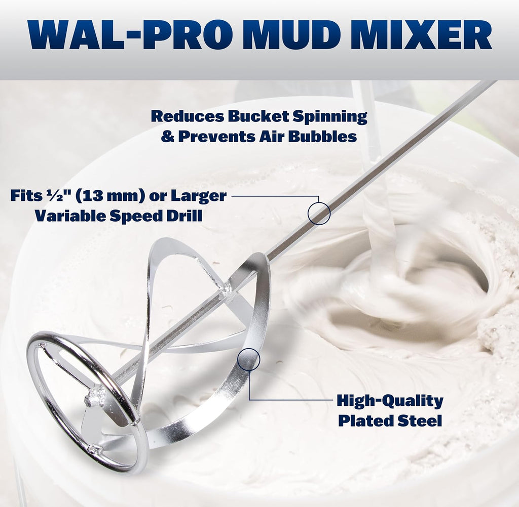 WAL-BOARD TOOLS Deluxe Drywall Finishing Tool Kit, Mud Pan, MultiTool, Taping Knife, Bucket Scoop, Saw, Mud Mixer, DTKFNSH2