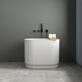 SJ Star&Jane 39' Solid Surface Japanese Soaking Bathtub Stone Resin Freestanding Tub Deep Soaking Bathtub Sit-In Design with Drain and Overflow