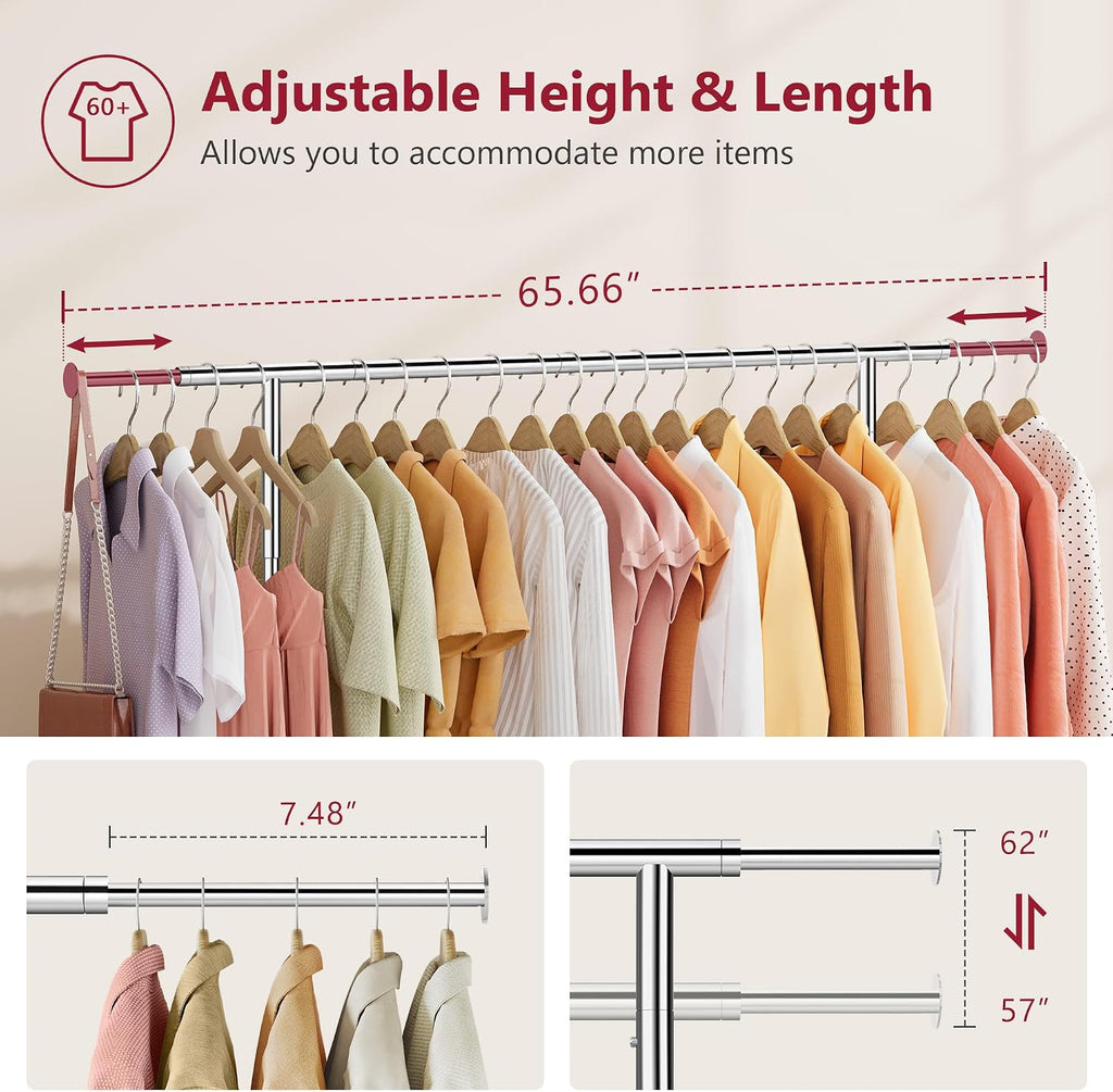 Tajsoon Collapsible Clothing Rack Plus Foldable Clothes Rack Chrome