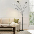 Brightech Orion Arc Floor Lamp for Living Room, Dimmable Tree Floor Lamp with 5 Adjustable Arms, Multi-Head Standing Lamp with Flexible Rotating LEDs for Bedroom - Bright Hanging Lighting - Black